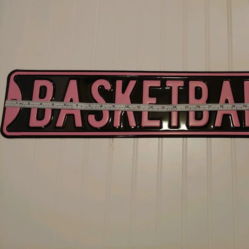 Basketball Metal Street Sign Pink & Black - NEW!